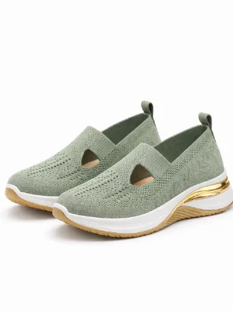 Kadın Triko Kalın Tabanlı Slip-On Günlük Ayakkabı - Çağla Yeşili
