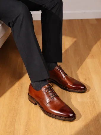 Lüks kahverengi Oxford Deri Ayakkabı