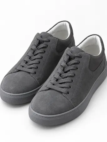 Premium Men's Grey Genuine Suede Sneakers