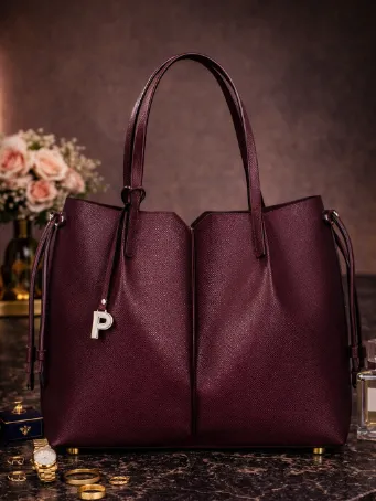 Lüks Bordo Full-Grain Deri Omuz Çantası