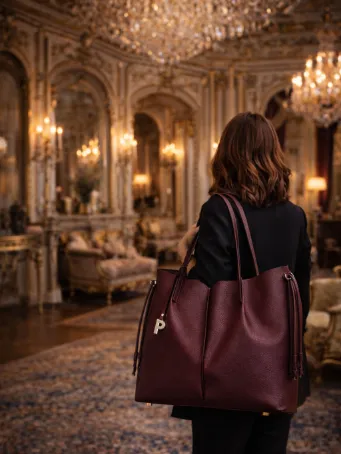 Lüks Bordo Full-Grain Deri Omuz Çantası