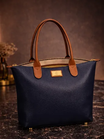 Navy Mavi Deri Çanta