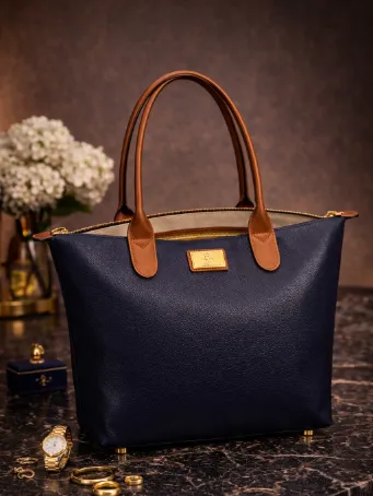 Navy Mavi Deri Çanta