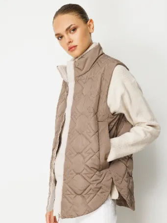 Kapitone Desenli Dik Yaka Kadın Şişme Yelek Model 5793