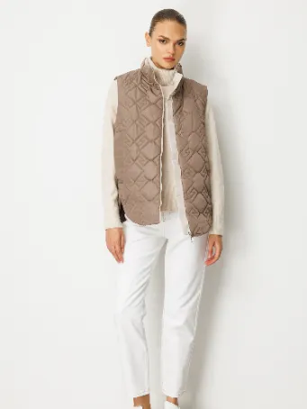 Kapitone Desenli Dik Yaka Kadın Şişme Yelek Model 5793