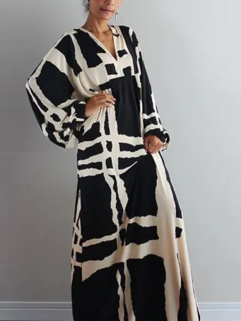 Desenli Salaş Maxi Elbise