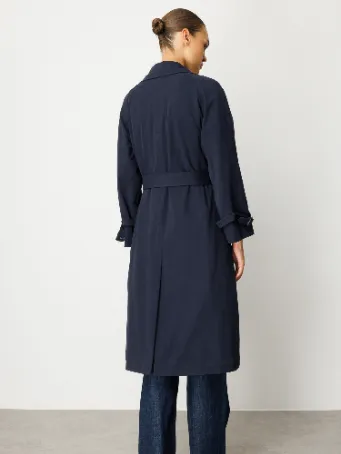 Kruvaze Uzun Kadın Trençkot Model 5817