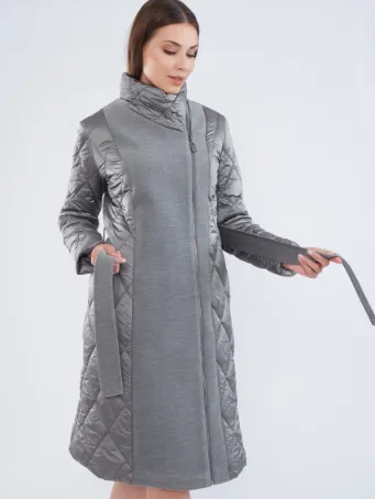 Modern Kapitone Detaylı Kaban Gri 5540