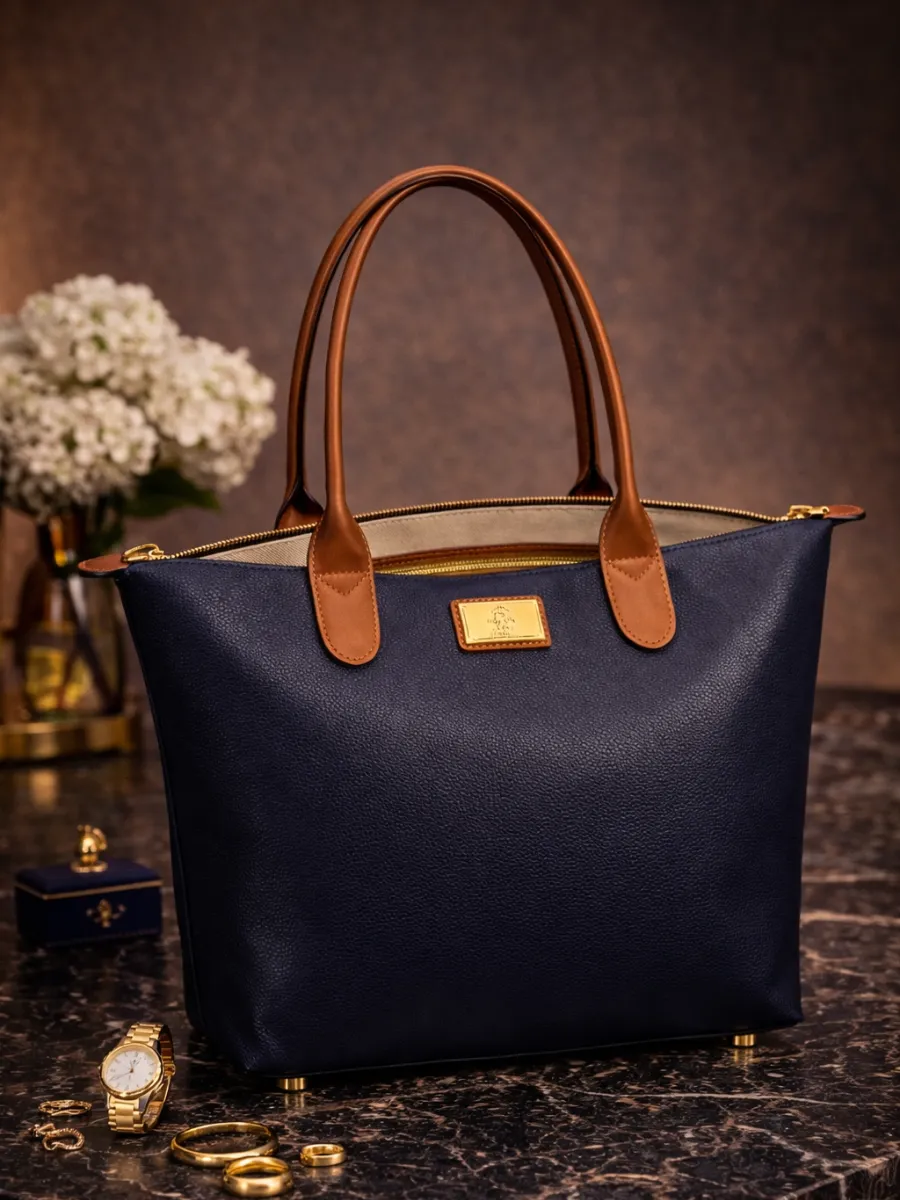 Navy Mavi Deri Çanta