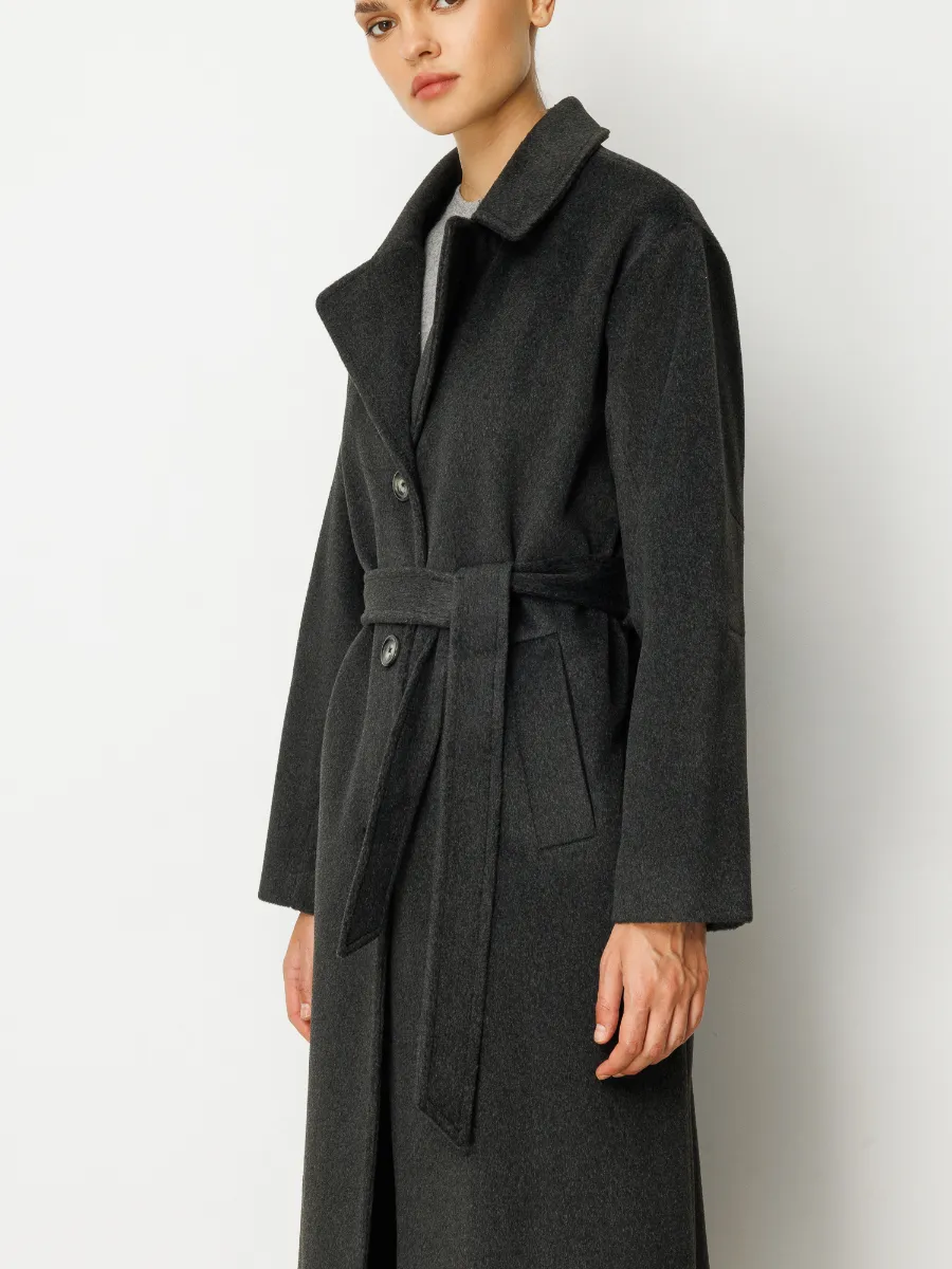 Kemerli Uzun Kaşe Kadın Kaban 5890